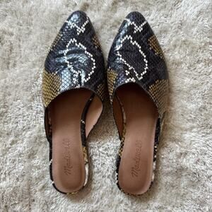Madewell Leather The Remi Mule Snake Embossed Graphite Multi Sz 7 Minimalistic